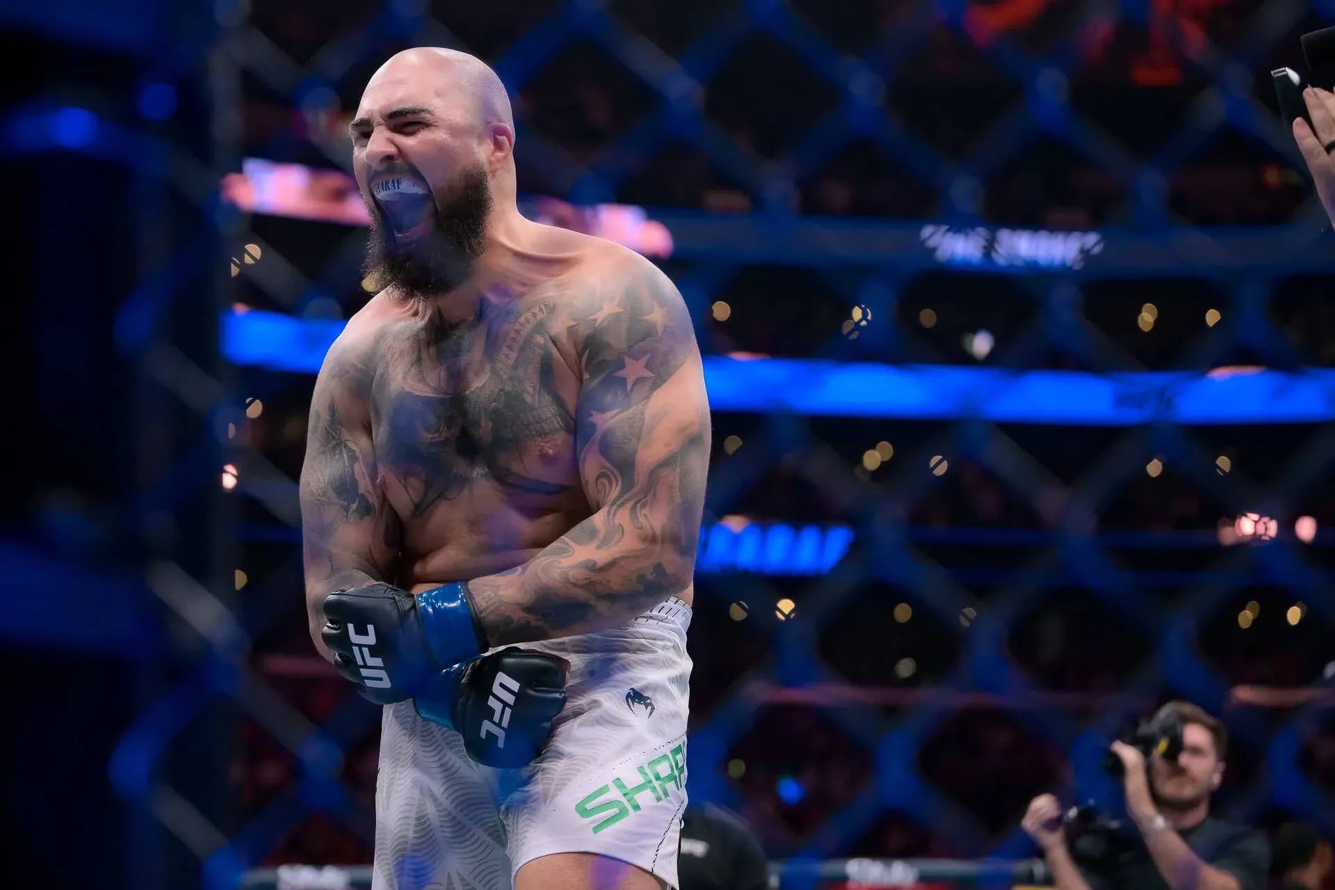 Sean Sharaf after his UFC 331 win over Jon Jones' mentee Gable Steveson.
