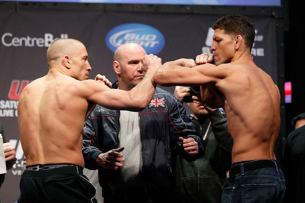 UFC 158 weighin staredown pics