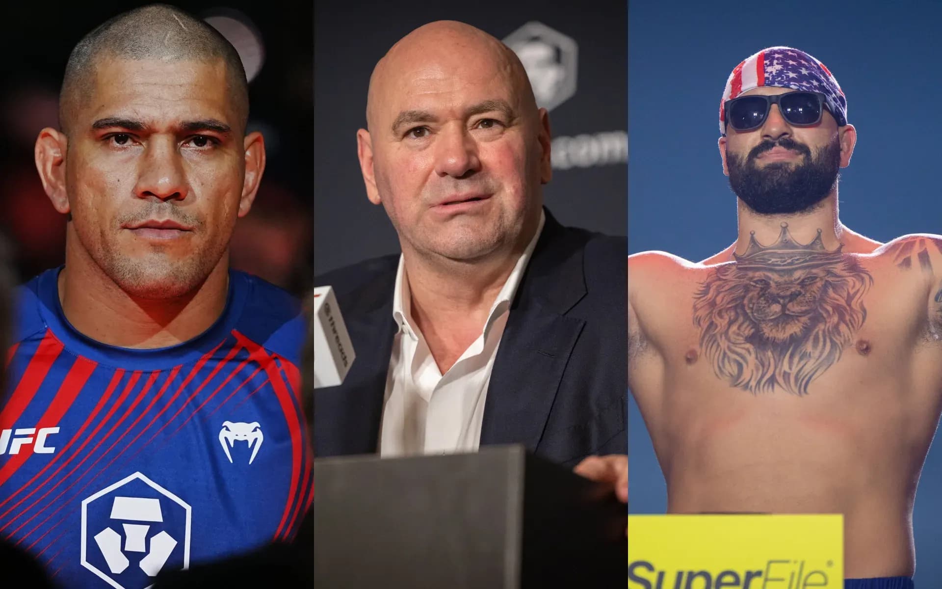 Alex Pereir, Dana White and Josh Hokit.