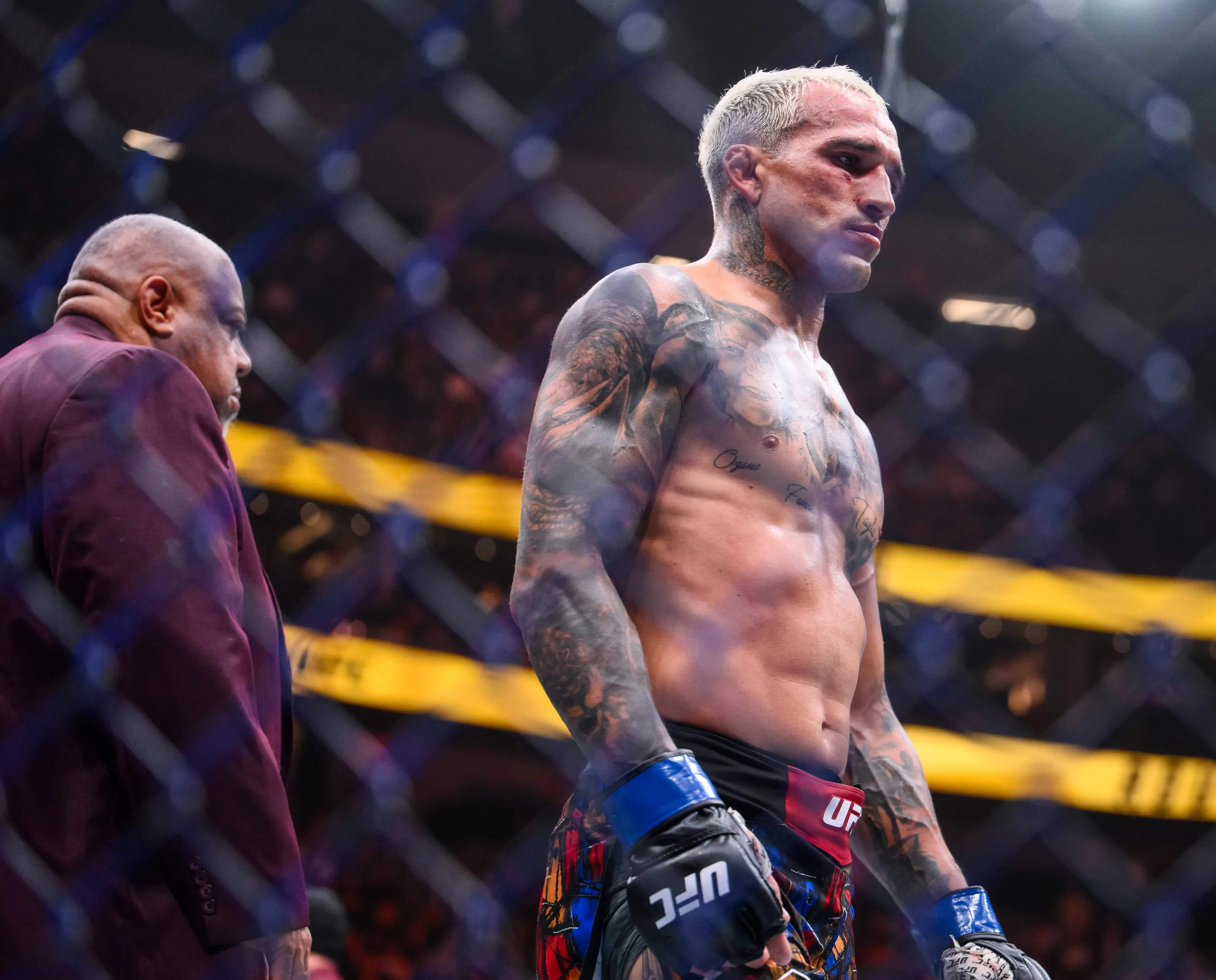 March 7, 2026, Las Vegas, Nevada, USA: CHARLES OLIVEIRA (35-10-0-1NC) of Guaruja, State of Sao Paulo, Brazil defeated MAX HOLLOWAY (27-8-0) of Honolulu HI, by unanimous decision (50-45, 50-45, 50-45) during UFC 326 at the T-Mobile Arena in Las Vegas. Las Vegas USA - ZUMAo117 20260307_zsp_o117_058 Copyright: xMikaelxOnax