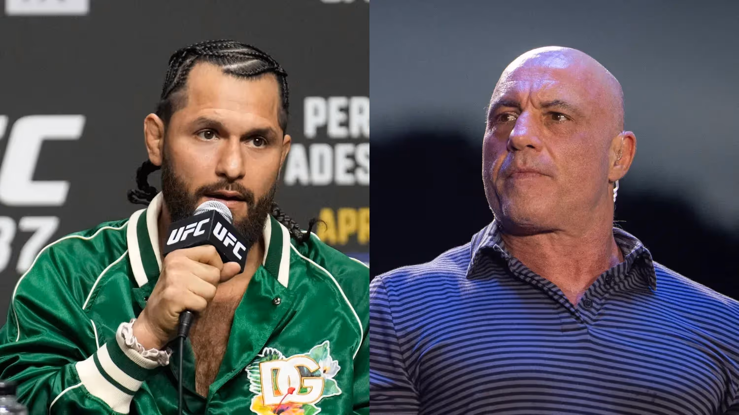 Jorge Masvidal (left) calls out Joe Rogan (right)
