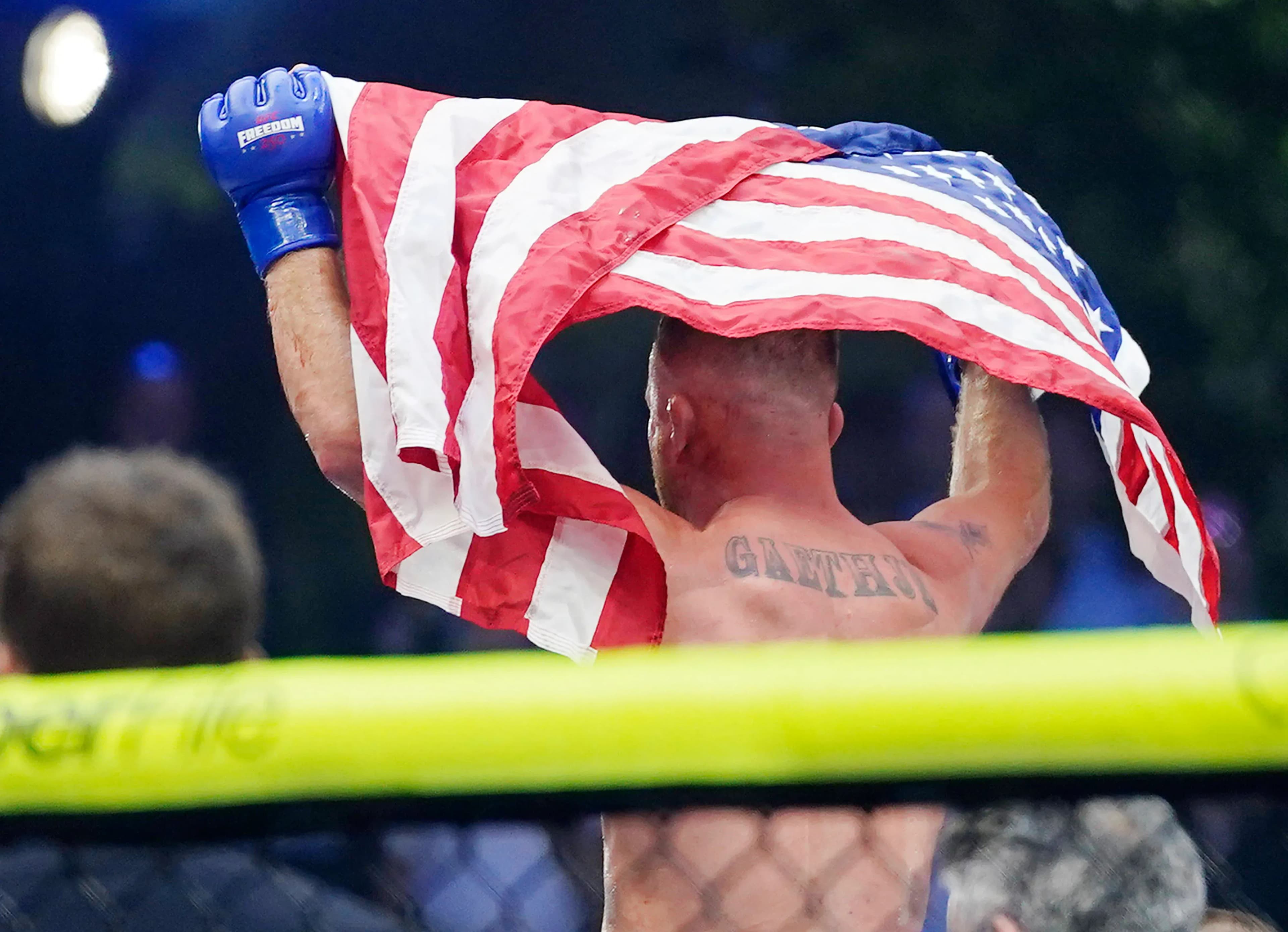 Justin Gaethje after his thumping win against Ilia Topuria