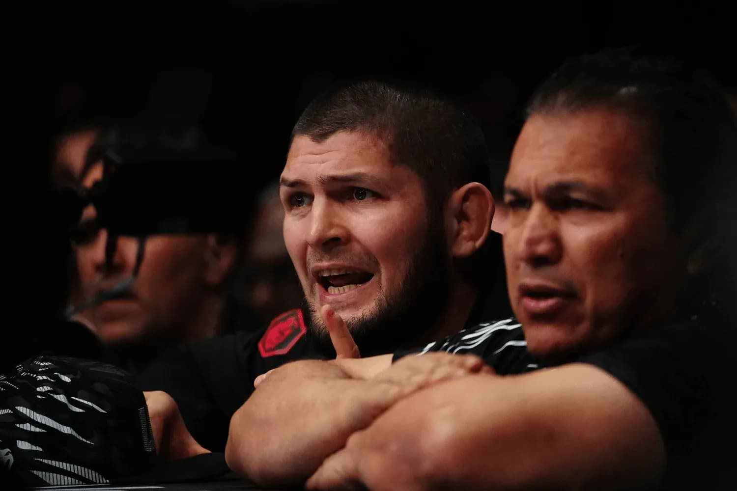 Khabib Nurmagomedov and Javier Mendez Octagonside