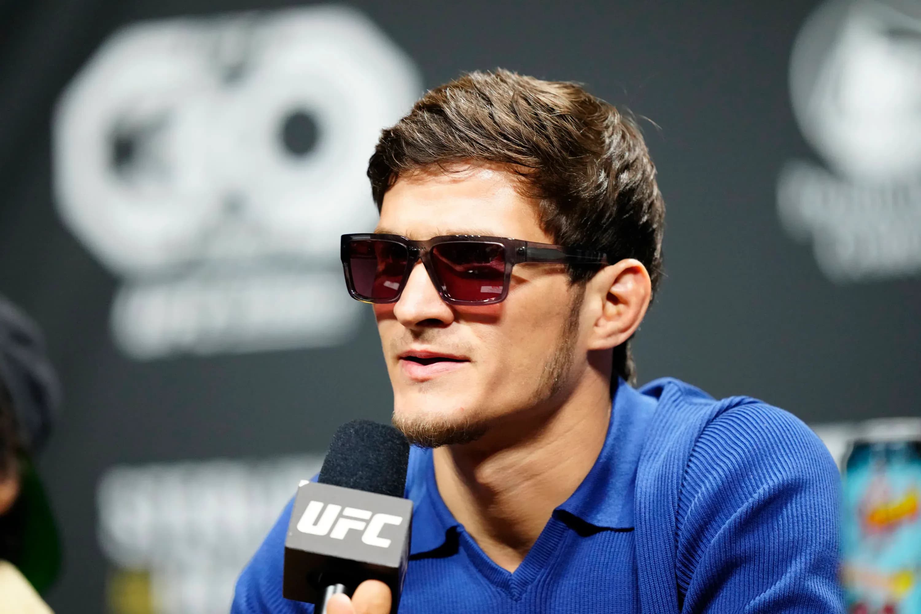 May 4, 2023, Newark, NJ, NEWARK, NJ, United States: Newark NJ - May 4: Movsar Evloev speaks to the press and the fans at UFC288 - Sterling vs Cejudo - press conference, PK, Pressekonferenz at Prudential Center on May 4, 2023 in Newark, NJ Newark, NJ United States - ZUMAp175 20230504_zsa_p175_070 Copyright: xLouisxGrassex