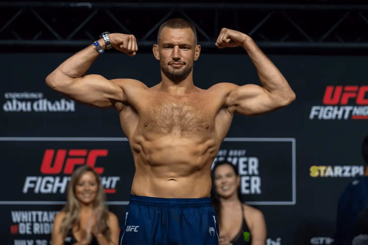 Reinier de Ridder poses on the scale during the UFC Fight Night