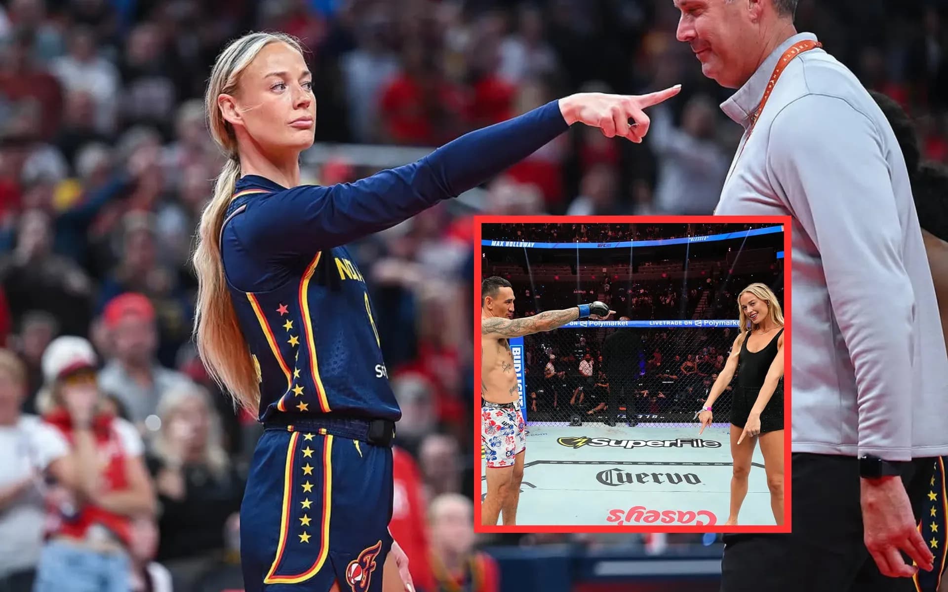 Sophie Cunningham and Max Holloway posed at UFC 329