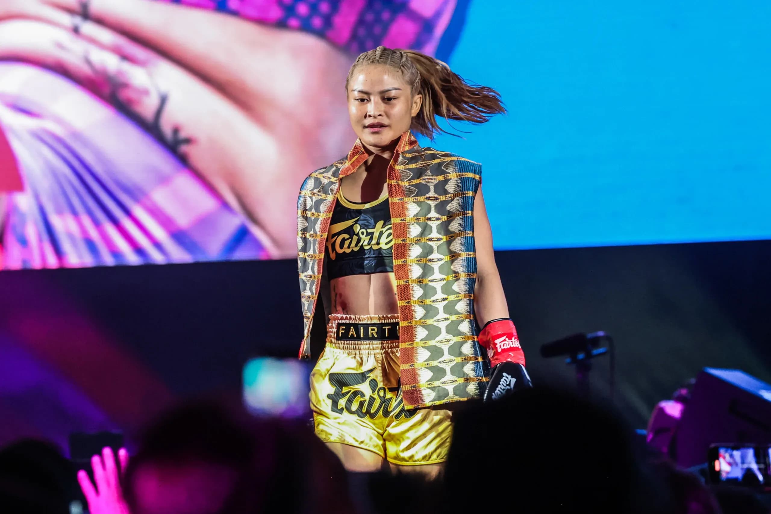 MMA and Muay Thai star Stamp Fairtex makes her entrance