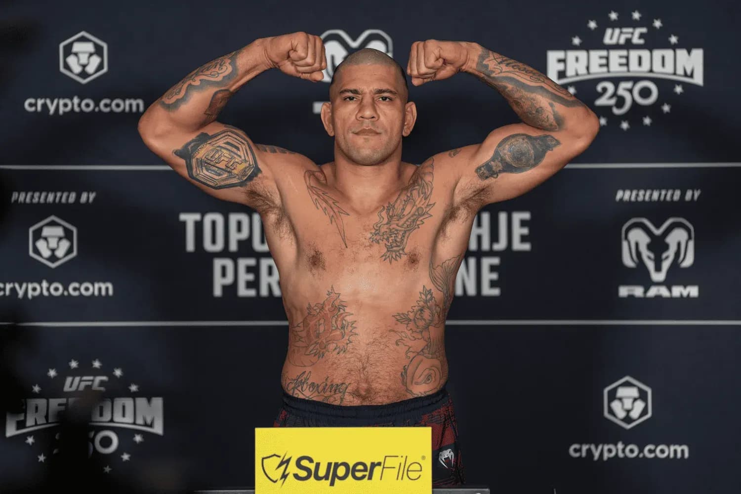 UFC fighter ALEX POATAN PEREIRA weighs in during the official UFC Freedom 250 weigh-ins