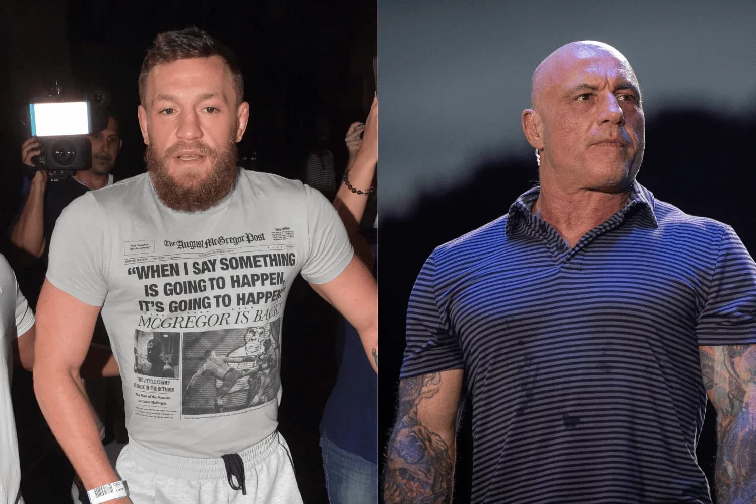 Conor McGregor (left) and Joe Rogan (right)