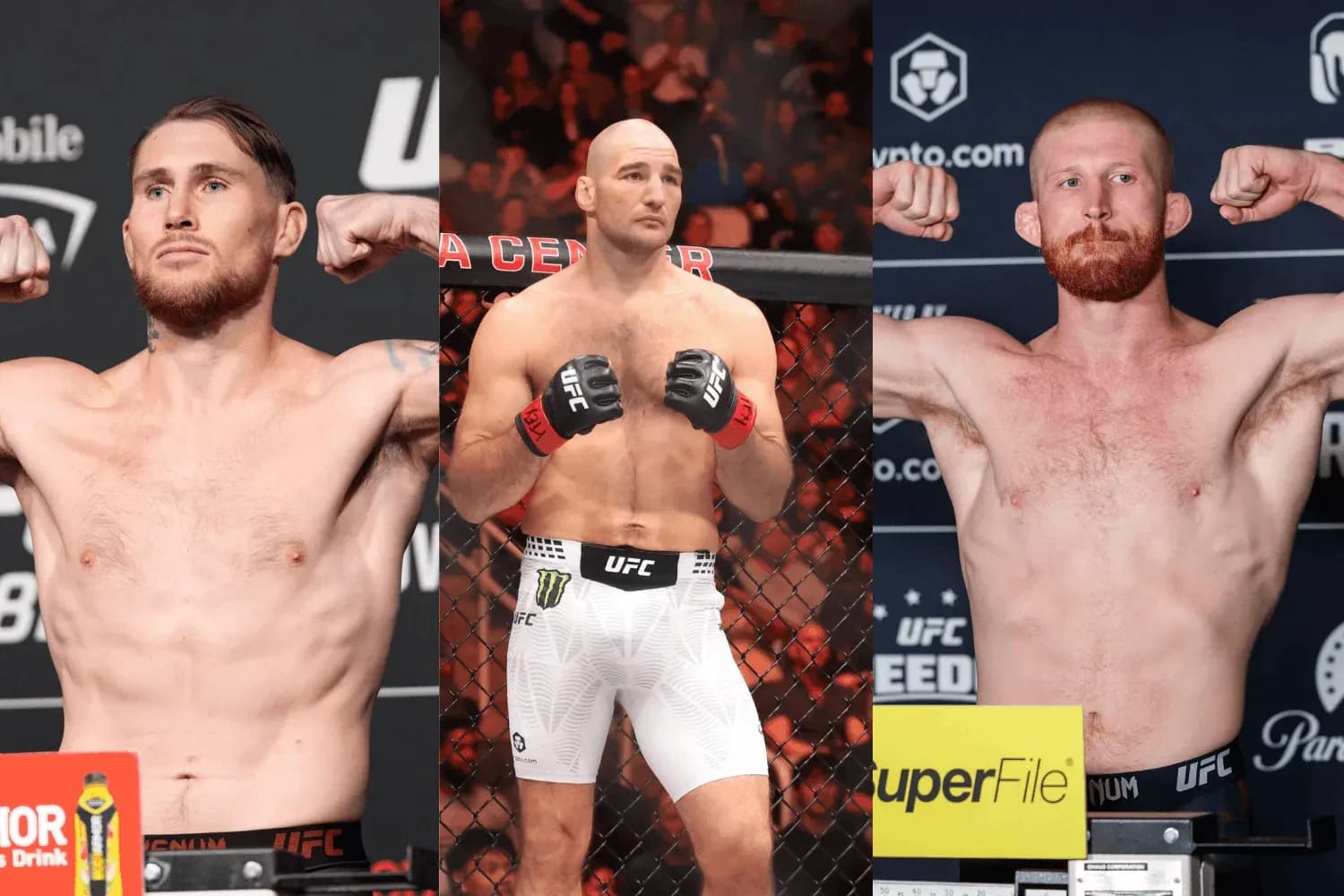 Darren Till (left), Sean Strickland (center), and Bo Nickal (right)