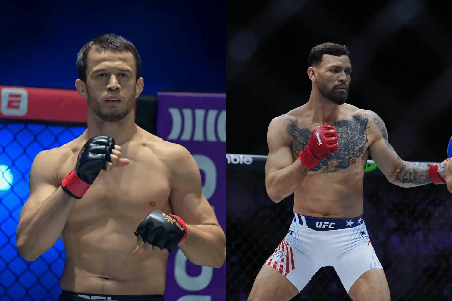 Usman Nurmagomedov (left) and Mauricio Ruffy (right)